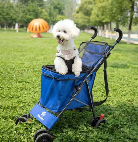 4-wheeled, foldable pet strollers with waterproof baskets,