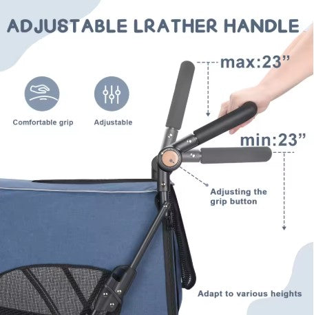 4-wheel travel stroller/jogger, designed for medium to larger pets (up to 45 kg)