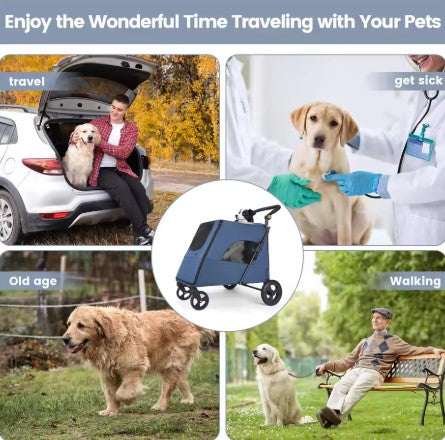 4-wheel travel stroller/jogger, designed for medium to larger pets (up to 45 kg)