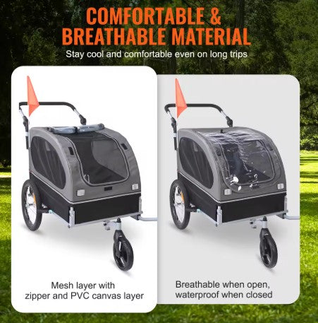 88 lbs 2‑in‑1 Pet Stroller Cart & Dog Bike Trailer