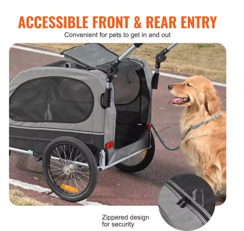 88 lbs 2‑in‑1 Pet Stroller Cart & Dog Bike Trailer