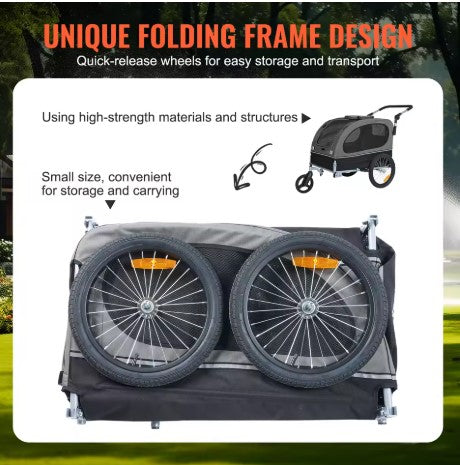 88 lbs 2‑in‑1 Pet Stroller Cart & Dog Bike Trailer