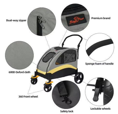Dog Stroller Ultra-large 4 Wheels