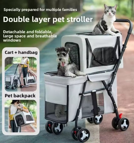 Double-layer luxury pet strollers