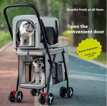 Double-layer luxury pet strollers